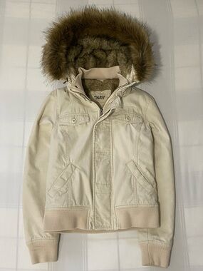 Aritzia TNA Fur-Lined Maverick Bomber Jacket With Fur Hood